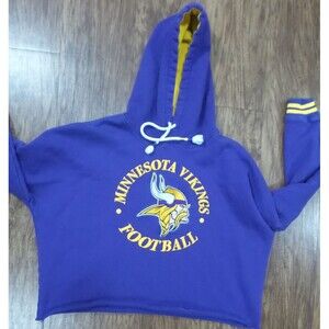 NFL Minnesota Vikings Women's M Purple Cropped Hoodie Embroidered Logo Pullover